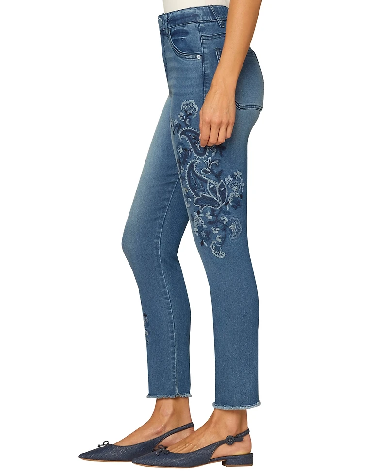 Democracy Women's "Ab"Solution Seamless Paisley Embroidery Jeans