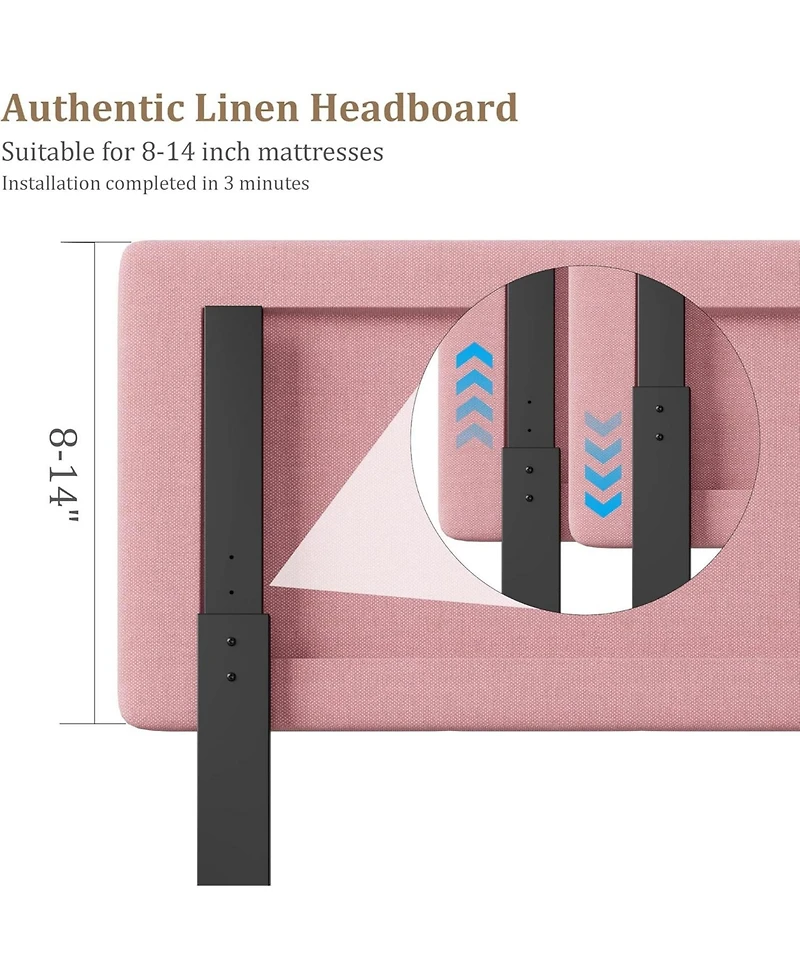 gaomon Full Platform Bed Frame with Fabric Upholstered Headboard, Sturdy Wooden Slats, No Box Spring Needed, Easy Assembly for Bedroom