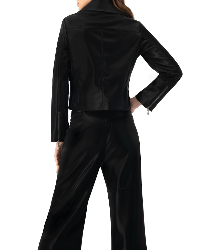 Ivonne Women's High Shine Biker Jacket