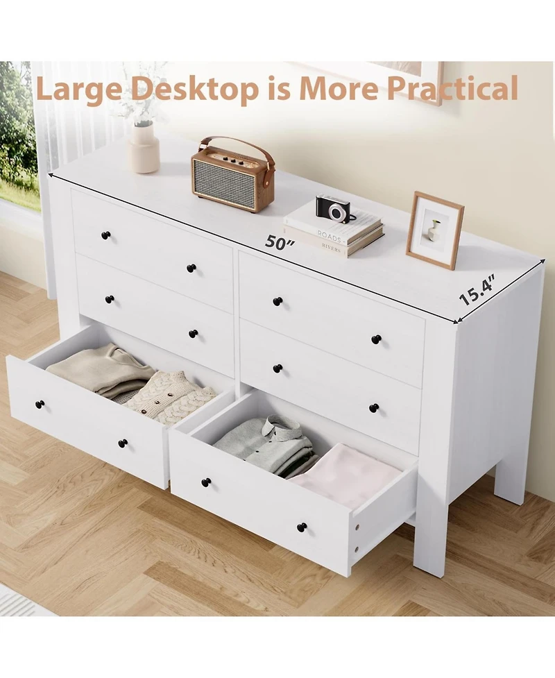 gaomon 6 Drawer White Dresser with Deep Drawers and Metal Knobs for Bedroom, Entryway, Hallway