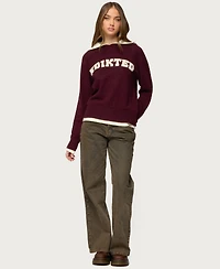 Edikted Women's Varsity Contrast Layered Knit Hoodie