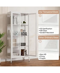 Yigii Tempered Glass Sturdy Steel Frame 3-Side Display Cabinet