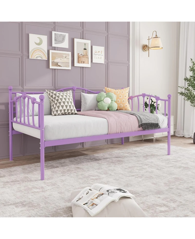 gaomon Twin Size Daybed, Sofa Bed Frame with Heart-Shaped Decoration and Steel Slat Support, Space-Saving, No Box Spring Needed, for Apartment