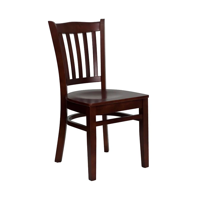 Emma+Oliver Vertical Slat Back Wooden Restaurant Dining Chair