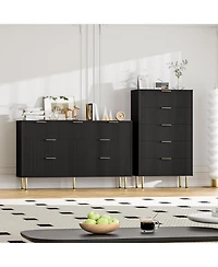 Galomon 5 Drawer Dresser,Fluted Dresser for Bedroom,47.9" Tall Dressers Chest of Drawers,Wood Tall Dressers with Metal Handle for Closet, Living