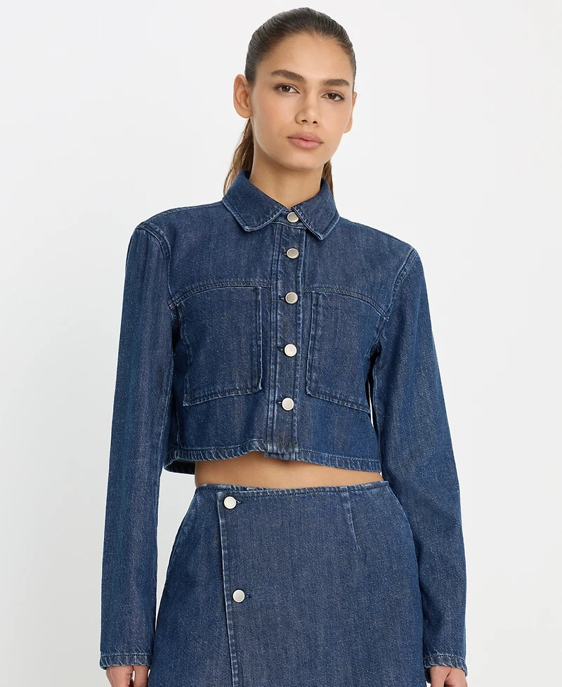 Good American Women's Denim Cropped Jacket, Regular & Plus