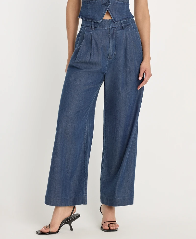 Good American Women's Denim High-Rise Cropped Wide-Leg Trousers
