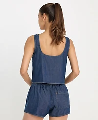 Good American Women's Denim Button-Front Tank Top, Regular & Plus