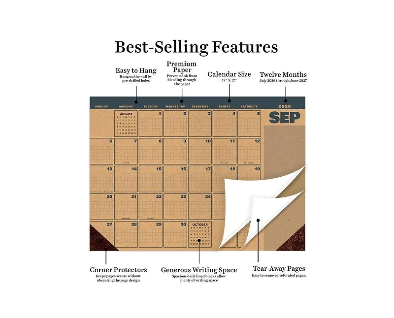 Tf Publishing Paper Goods July 2026 - June 2027 Trail + Timber Medium Desk Pad Monthly Blotter Calendar
