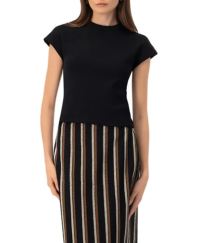 Ivonne Women's Black dropped sleeve top