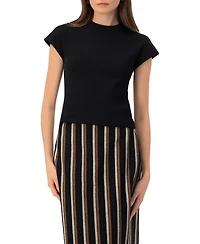 Ivonne Women's Black dropped sleeve top