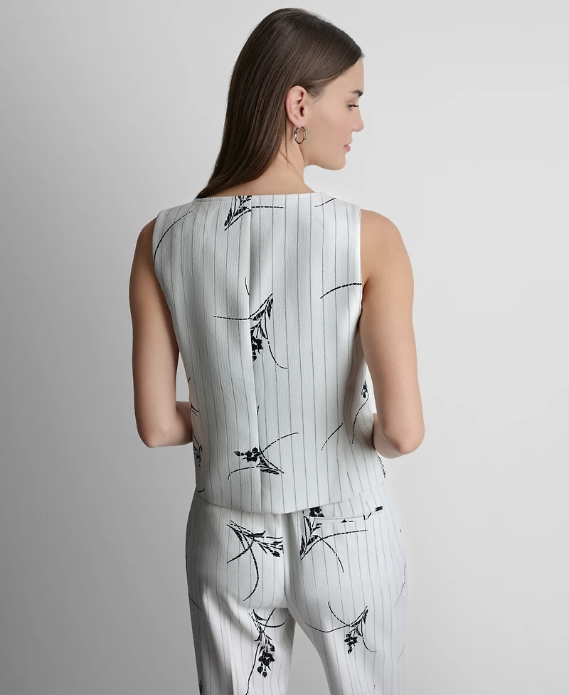 Dkny Women's Pinstripe V-Neck Sleeveless Vest