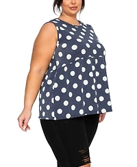 Coin 1804 Plus Polka Dot Double Knit Babydoll Tank