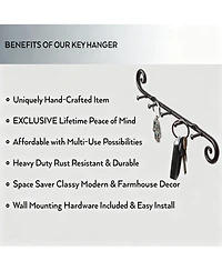 Yigii Farmhouse Key Rack - 5 Hooks Wall Organizer for Home Decor