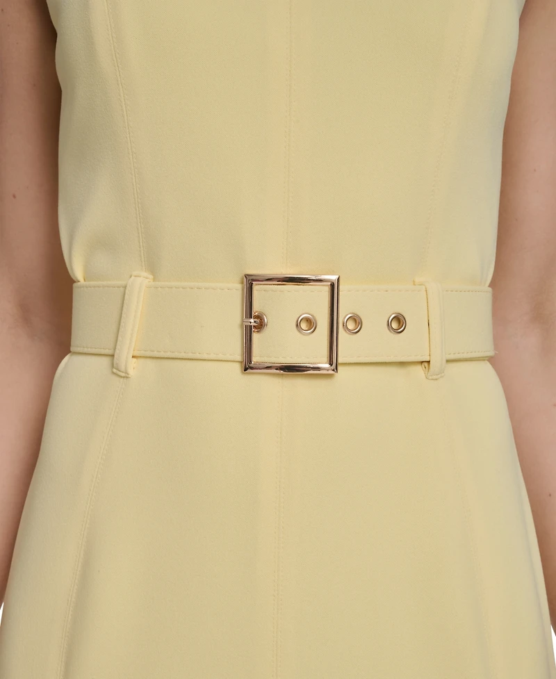 Calvin Klein Women's Belted Pleated Hem Dress