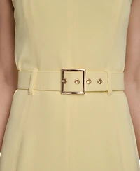 Calvin Klein Women's Belted Pleated Hem Dress