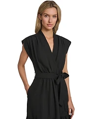 Calvin Klein Women's Tiered Belted Surplice Dress