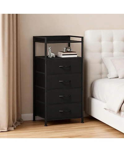 gaomon Fabric Chest of Drawers with 4 Foldable Storage Bins, , Nightstand & Organizer for Bedroom, Living Room