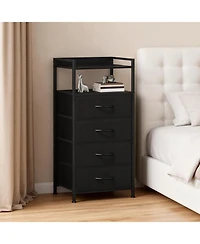 gaomon Fabric Chest of Drawers with 4 Foldable Storage Bins, , Nightstand & Organizer for Bedroom, Living Room