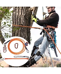 “Mecale 1/2'' x 12' Steel Core Arborist Flipline with Snap Hook, Carabiner & Tool Lanyard—Durable Tree Climbing Flip Line.”