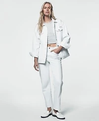 Dkny Jeans Womens Denim Oversized Trucker Jacket Classic High Rise Straight Leg Jeans