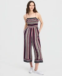 Nautica Women's Striped Ruffled Smocked Jumpsuit