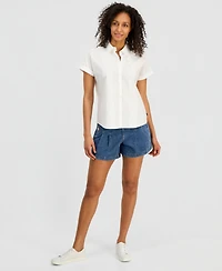 Nautica Women's Cotton Drop-Shoulder Camp Shirt