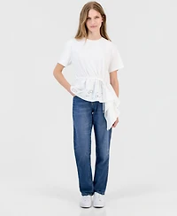 Nautica Women's Asymmetrical Eyelet-Embroidered Top