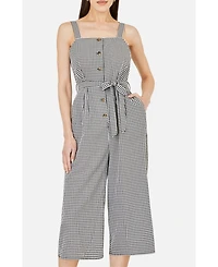 Yumi Women's Gingham Button Through Jumpsuit