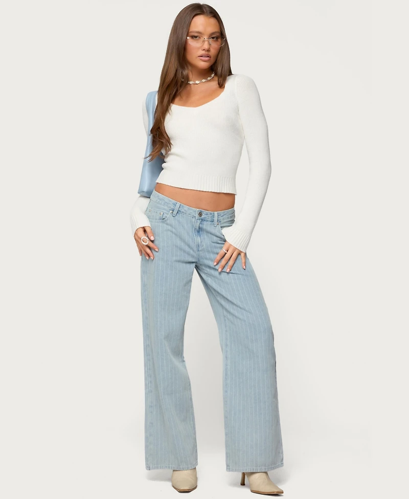 Women's Pinstripe low rise jeans