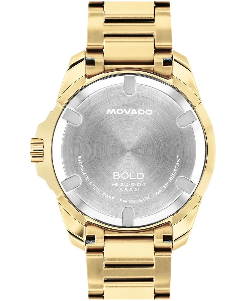 Movado Men's Bold Verso S Swiss Quartz Ionic Plated Light Yellow Gold Steel Watch, 42mm