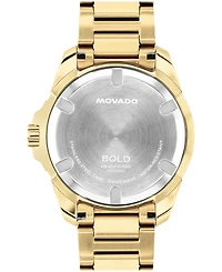 Movado Men's Bold Verso S Swiss Quartz Ionic Plated Light Yellow Gold Steel Watch, 42mm