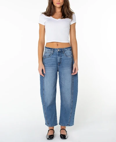 Celebrity Pink Juniors' High-Rise Barrel-Leg Jeans