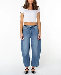 Celebrity Pink Juniors' High-Rise Barrel-Leg Jeans