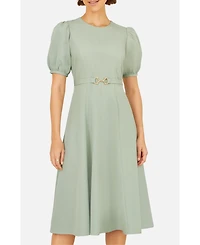 Yumi Women's Buckle Detail Short Sleeve Skater Dress