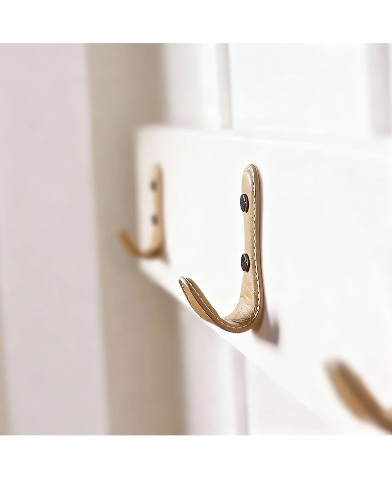 Yigii 4Pc Leather-Wrapped Zinc Alloy Wall Hooks for Home