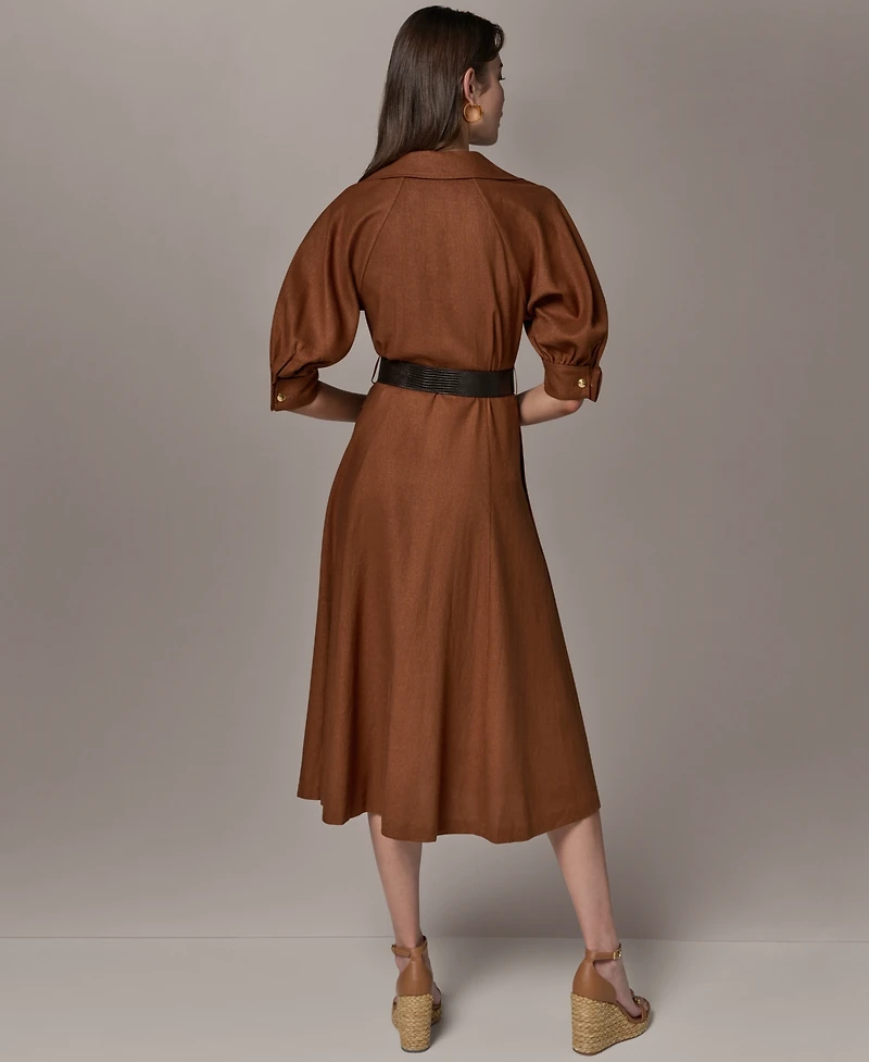 Donna Karan New York Women's Collared Neck Shirt Dress