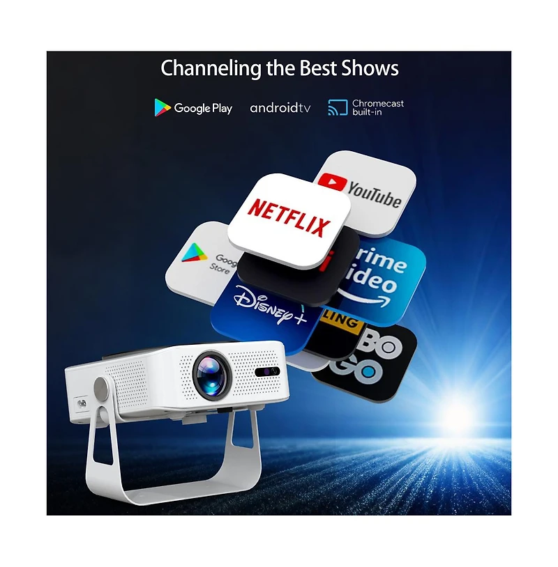 Artudatech Portable 1080P Projector with 360° Stand, Auto Focus & Keystone, Netflix Built-in