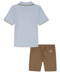 Calvin Klein Baby Boys' Tipped Polo Shirt and Twill Shorts, 2-Piece Set