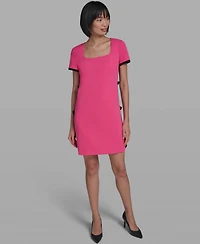 Karl Lagerfeld Paris Women's Bow Trim Scuba Crepe Sheath Dress