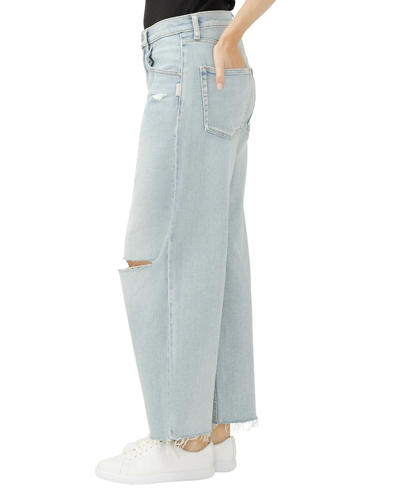 Silver Jeans Co. Women's Be Easy High Rise Wide Leg Cropped