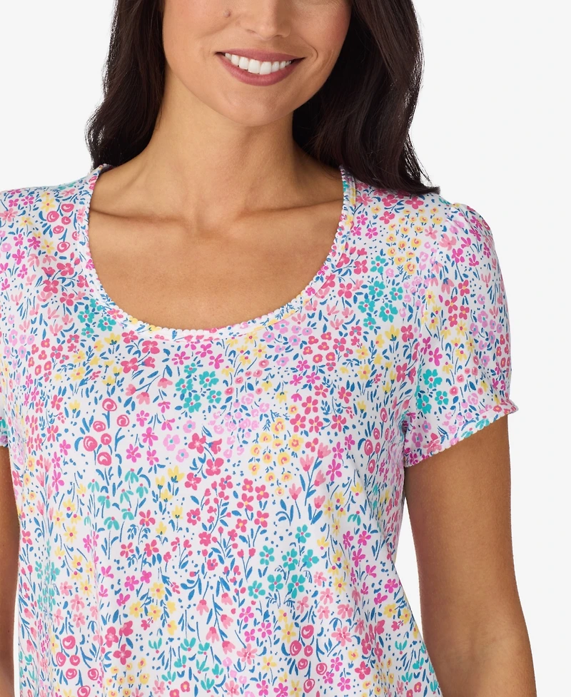 Cuddl Duds Women's Short-Sleeve Top & Boxers, 2-Piece Pajama Set