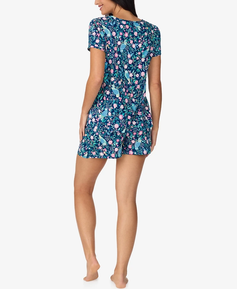 Cuddl Duds Women's Short-Sleeve Top & Boxers, 2-Piece Pajama Set