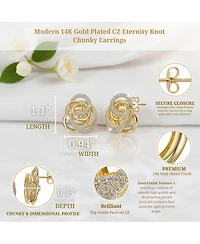 14k Gold Plated Multiple Eternity Circle Love Knot Stud Earrings
