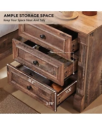 Yigii Farmhouse Nightstand with Charging Station and Roman Columns