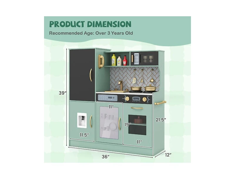 Slickblue Kids Toy Kitchen Playset with Utensils for Ages 3 and Up