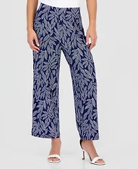 Anne Klein Essentials Petite Printed High Rise Pull-On Pants