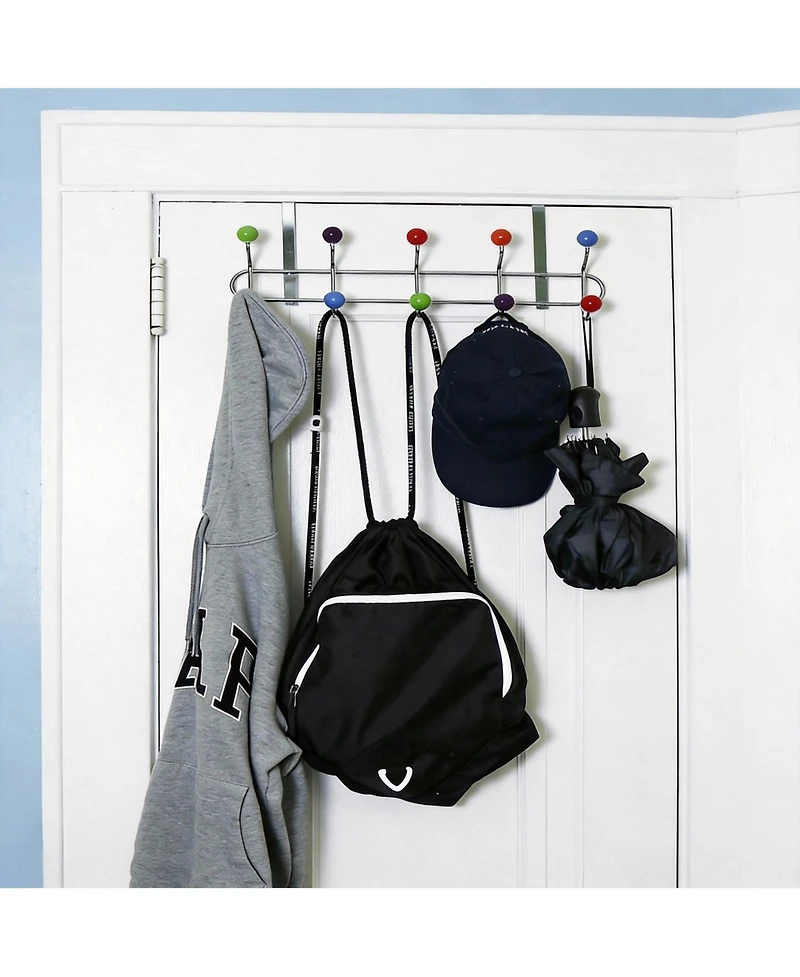 Yigii 10 Hooks Over Door Hook Rack, Stainless Steel, Ceramic Knobs