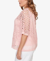Ruby Rd. Plus Size Chemical Lace Pullover Sweater