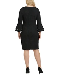 Ny Collection Plus Long Sleeve Dress with Bell Cuffs